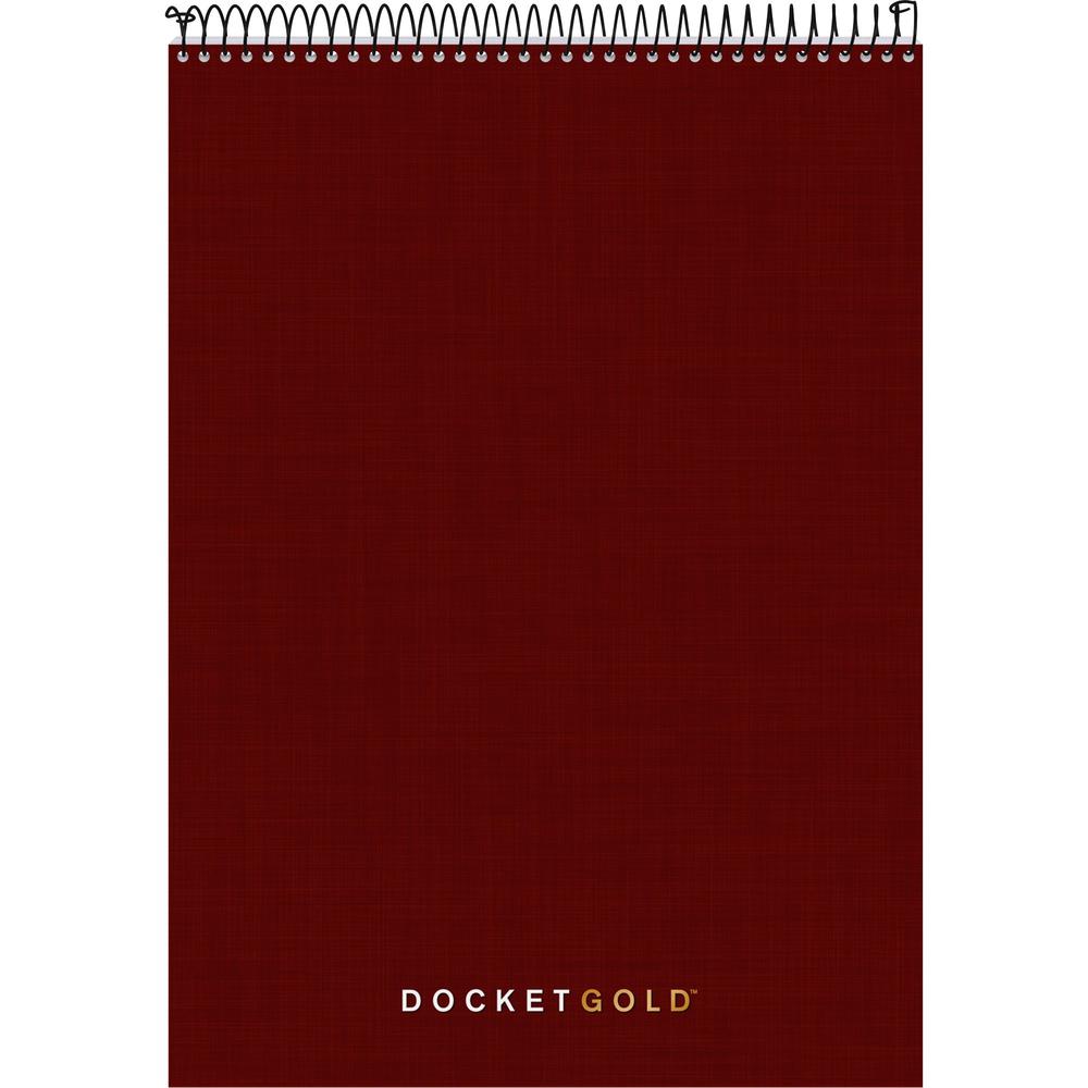 TOPS Docket Heavyweight Wirebound Planner - 70 Sheets - Wire Bound - 20 lb Basis Weight - 8 1/2" x 11 3/4" - White Paper - BurgundyChipboard Cover - Perforated, Repositionable, Heavyweight, Hard Cover. Picture 1