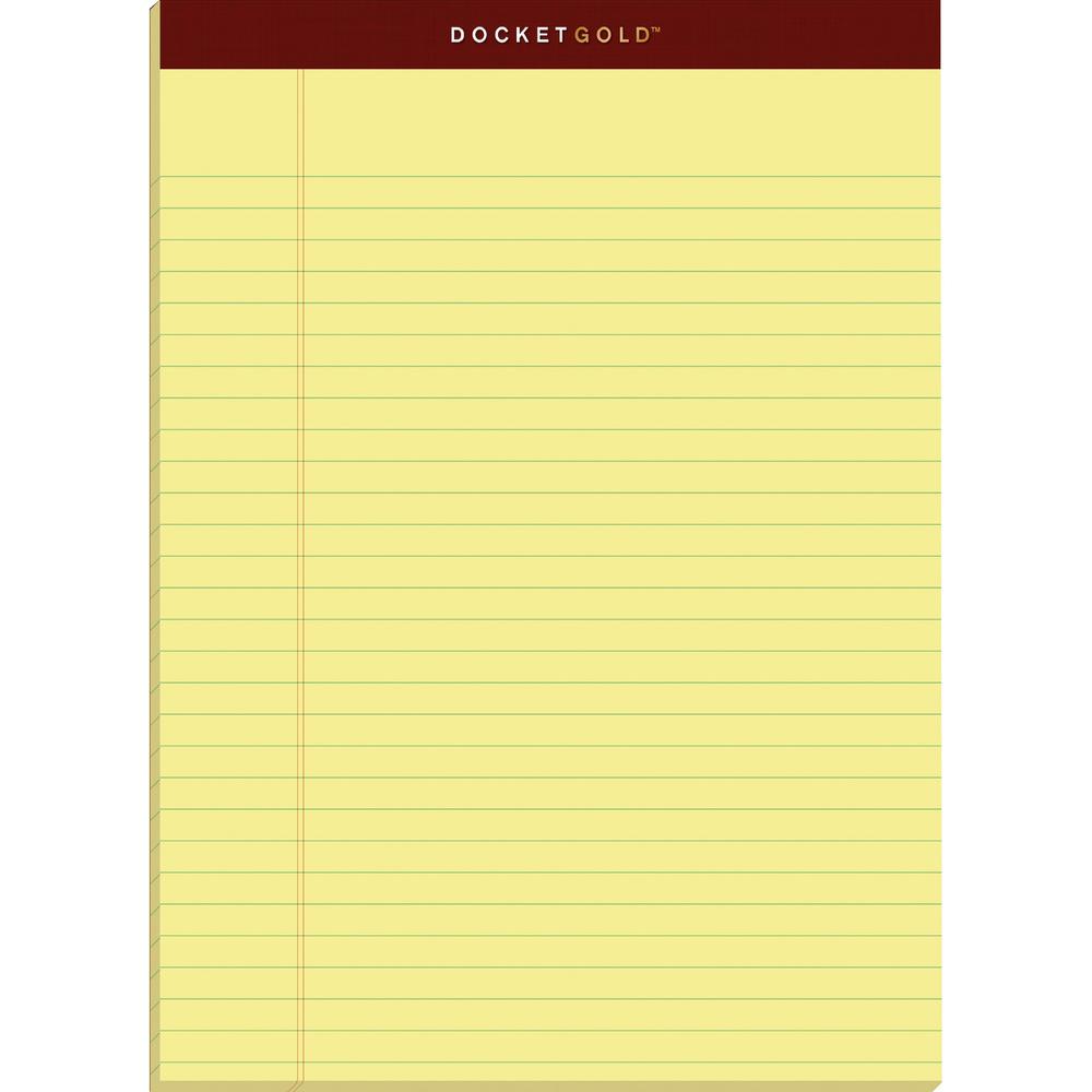 TOPS Docket Gold Legal Pads - Letter - 50 Sheets - Double Stitched - 0.34" Ruled - 20 lb Basis Weight - Letter - 8 1/2" x 11" Sheet Size - Canary Paper - Burgundy Binding - Perforated, Hard Cover, Hea. Picture 1