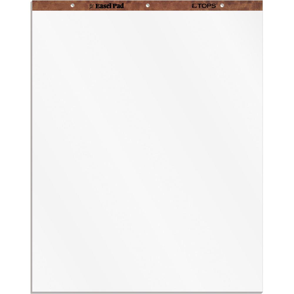 TOPS Plain Paper Easel Pads - 50 Sheets - Plain - 16 lb Basis Weight - 27" x 34" Sheet Size - White Paper - Perforated, Bond Paper, Leatherette Head Strip - 2 / Carton. Picture 1