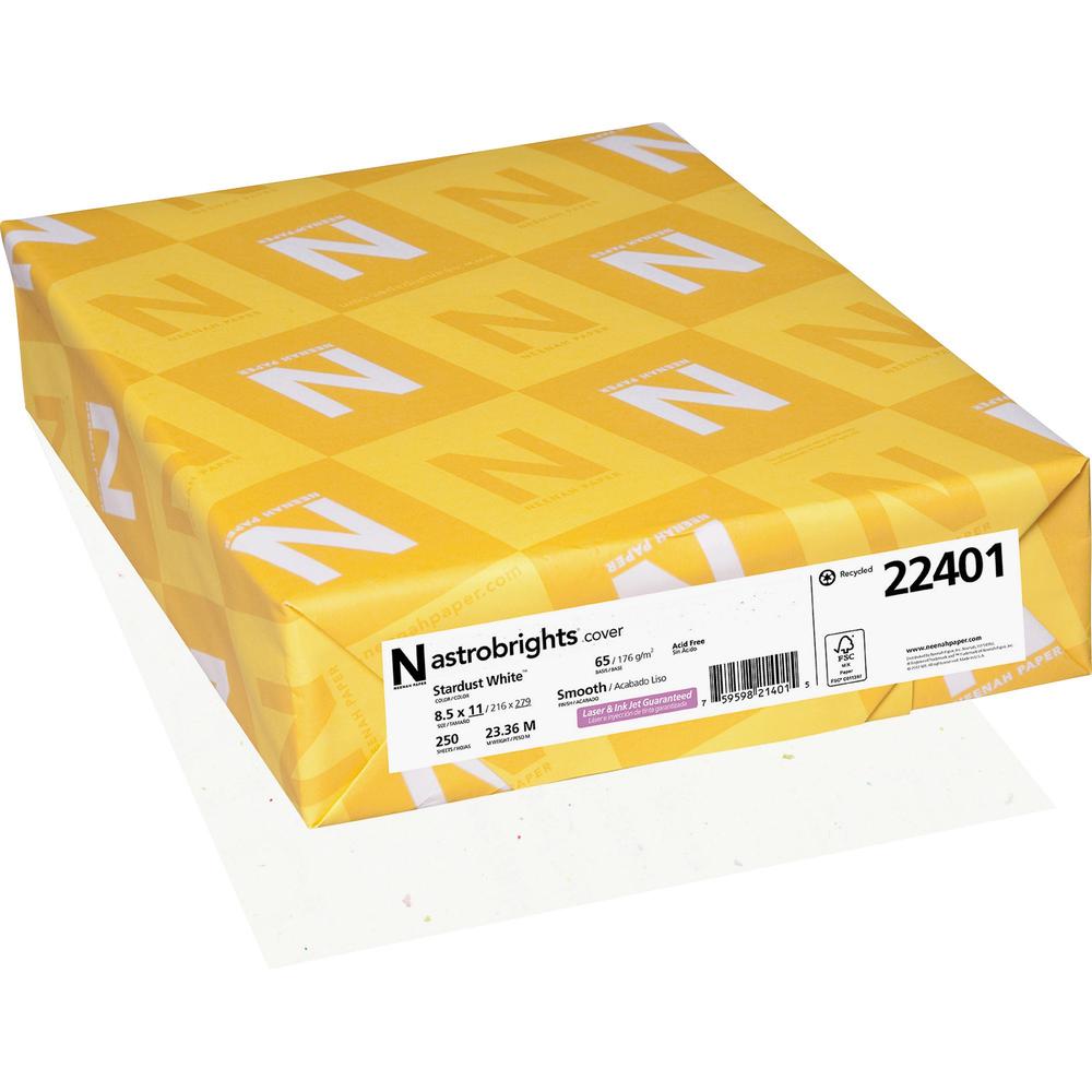 Astrobrights Colored Cardstock - Stardust White - Letter - 8 1/2" x 11" - 65 lb Basis Weight - Smooth - 250 / Pack - Green Seal - Acid-free, Lignin-free, Heavyweight, Durable - Stardust White. Picture 1