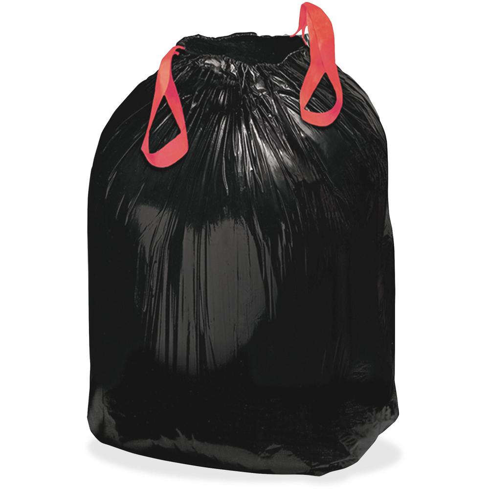 Berry Drawstring Trash Liners - Medium Size - 33 gal Capacity - 38" Length x 33.50" Width x 1.20 mil (30 Micron) Thickness - Drawstring Closure - Black - Resin - Office Waste - 1 Carton. Picture 1