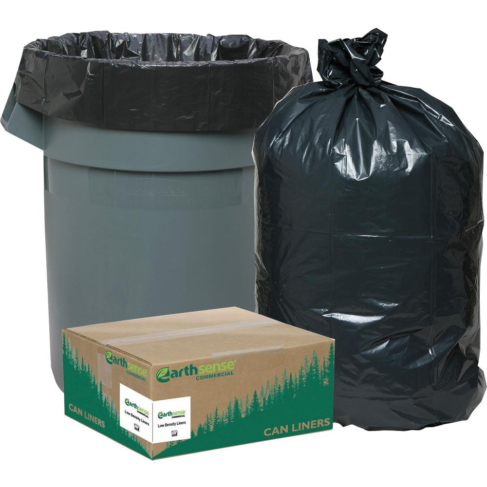 Berry Reclaim Heavy-Duty Recycled Can Liners - Small Size - 10 gal Capacity - 23" Length x 24" Width x 0.85 mil (22 Micron) Thickness - Low Density - Black - Plastic - Recycled - 500 / Carton. Picture 1