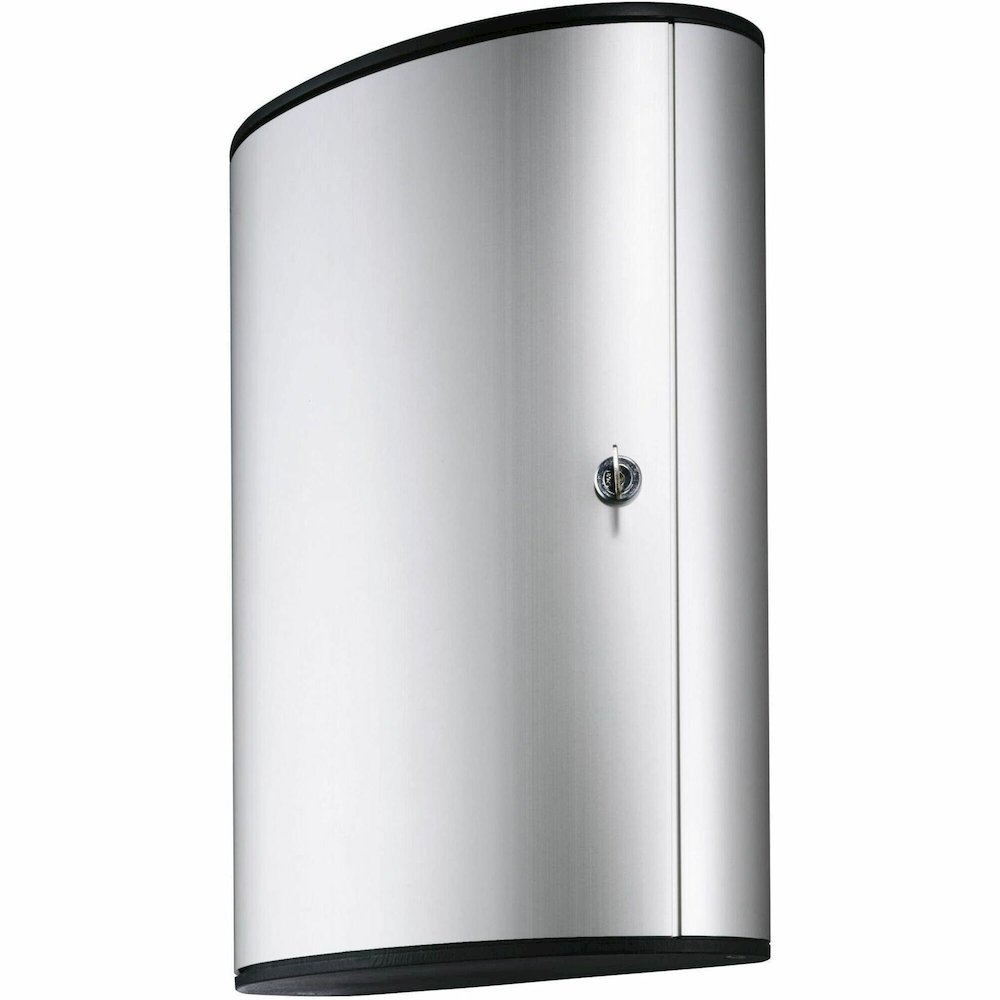 DURABLE 72-Key Brushed Aluminum Key Cabinet - 11.9" Width x 4.8" Depth x 15.7" Height - 1 x Door(s) - Security Lock - Silver - Aluminum - No. Picture 1