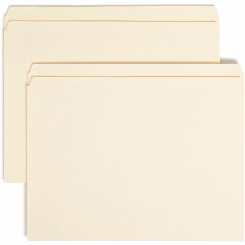 Smead Straight Tab Cut Letter Recycled Top Tab File Folder - 8 1/2" x 11" - 3/4" Expansion - 11 pt. - 1 Plys - Manila - Rounded Corner - 10% Recycled - 100 / Box. Picture 1