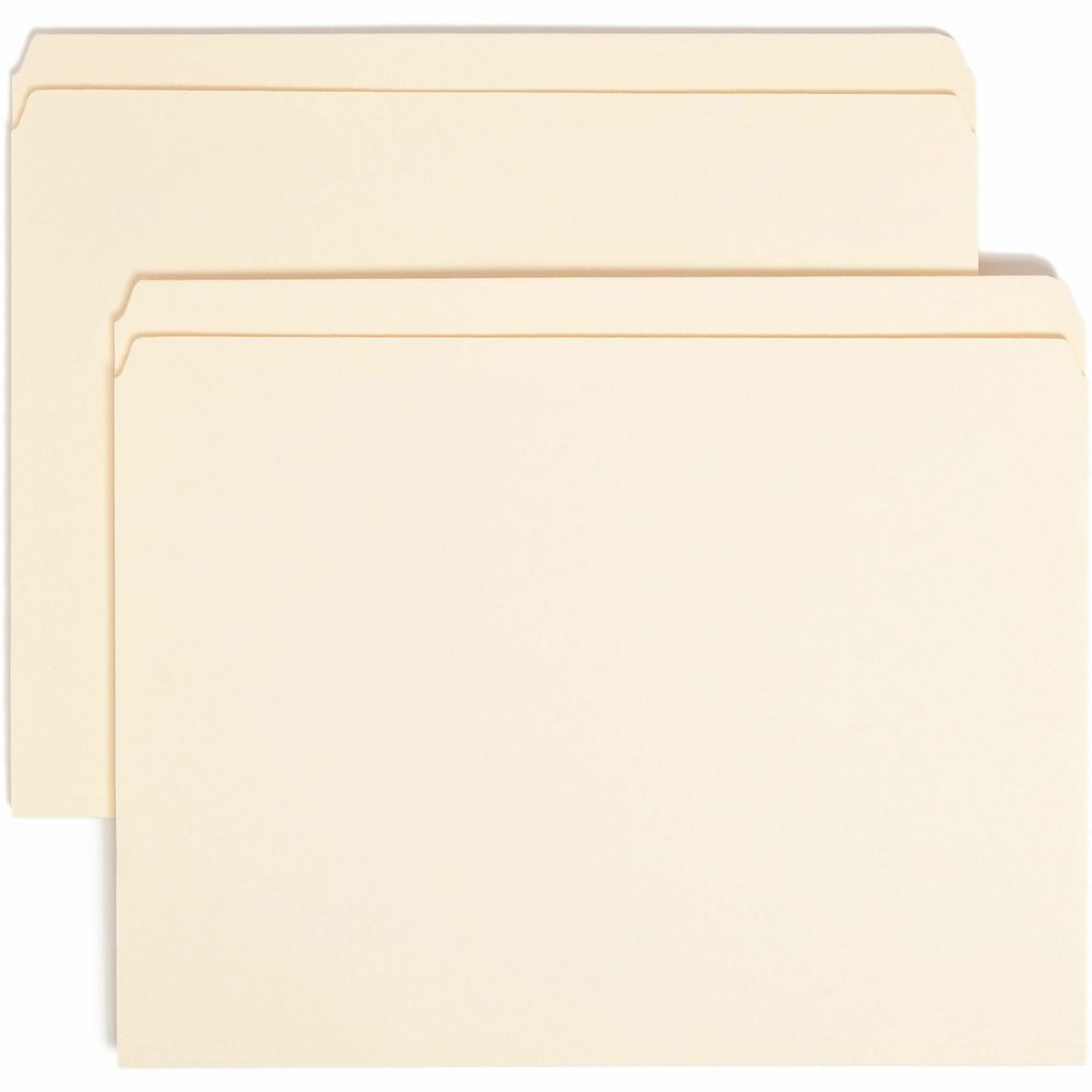 Smead Straight Tab Cut Letter Recycled Top Tab File Folder - 8 1/2" x 11" - 3/4" Expansion - 11 pt. - 2 Plys - Manila - Rounded Corner, Durable, Reinforced Tab - 10% Recycled - 100 / Box. Picture 1