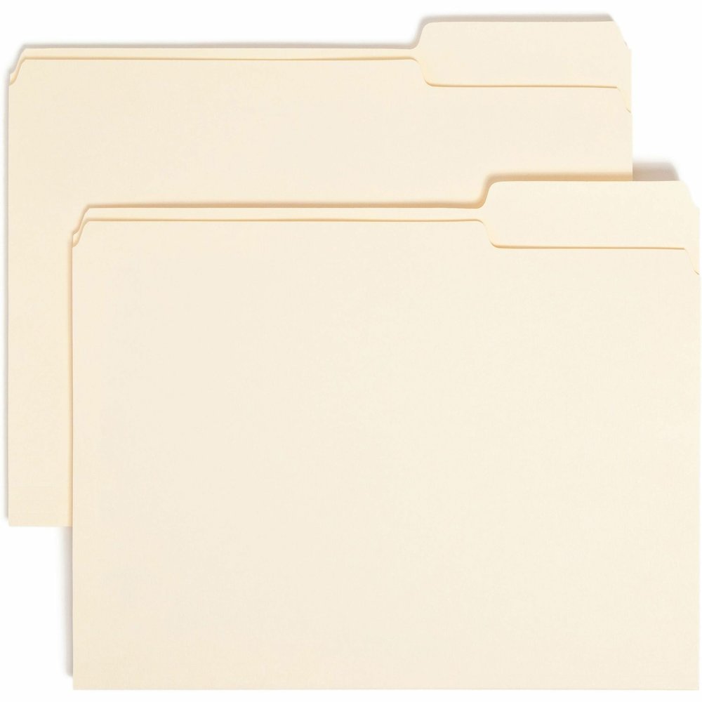 Smead 1/3 Tab Cut Letter Recycled Top Tab File Folder - 8 1/2" x 11" - 3/4" Expansion - Top Tab Location - Right Tab Position - 11 pt. - 1 Plys - Manila - 10% Recycled - 100 / Box. Picture 1