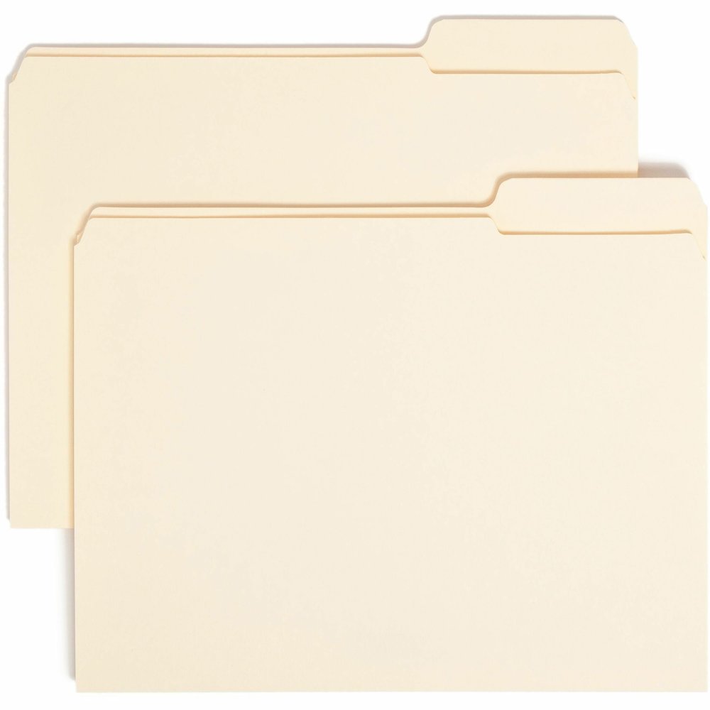 Smead 1/3 Tab Cut Letter Recycled Top Tab File Folder - 8 1/2" x 11" - 3/4" Expansion - Top Tab Location - Right Tab Position - 11 pt. - 2 Plys - Manila - Reinforced, Durable, Reinforced Tab, Rounded . Picture 1