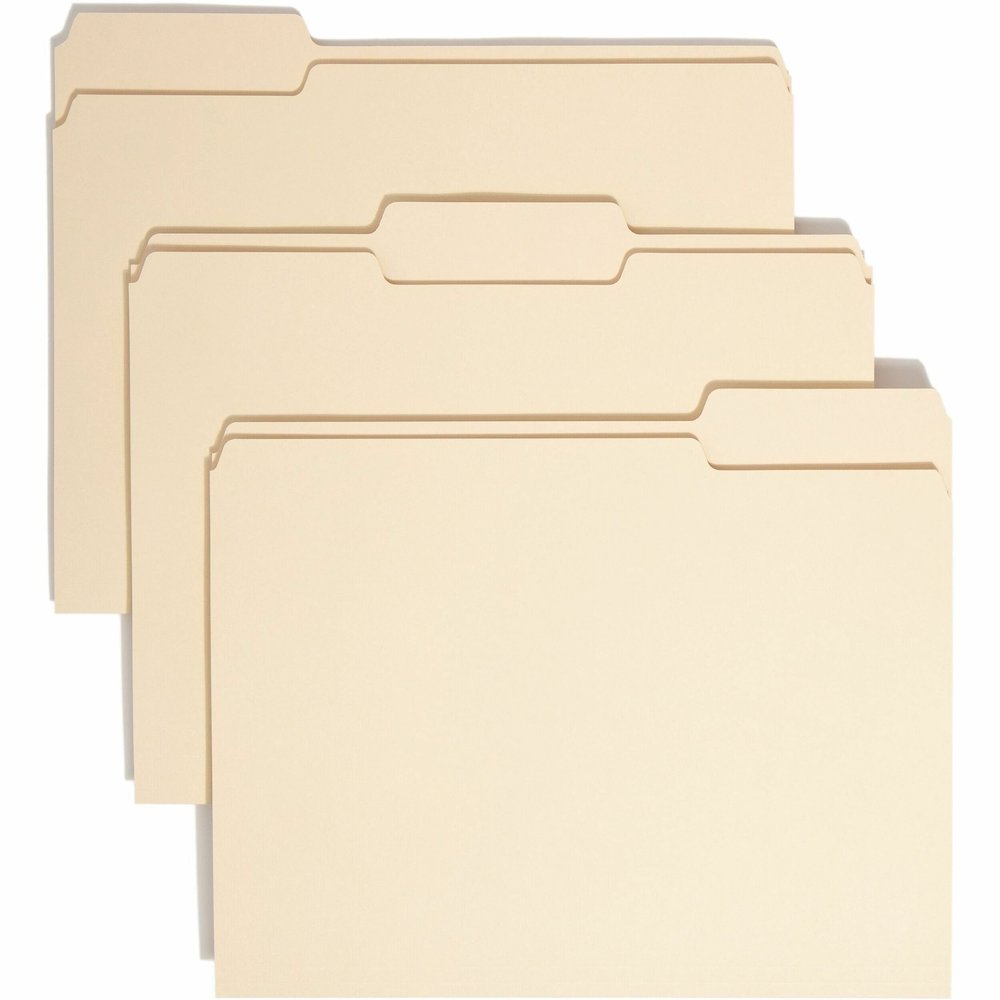Smead 1/3 Tab Cut Letter Recycled Top Tab File Folder - 8 1/2" x 11" - 3/4" Expansion - Top Tab Location - Assorted Tab Position - 11 pt. - 1 Plys - Manila - Acid-free, Rounded Corner - 100% Recycled . Picture 1