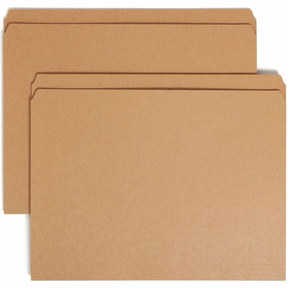 Smead Straight Tab Cut Letter Recycled Top Tab File Folder - 8 1/2" x 11" - 3/4" Expansion - 11 pt. - 2 Plys - Kraft - 10% Recycled - 100 / Box. Picture 1
