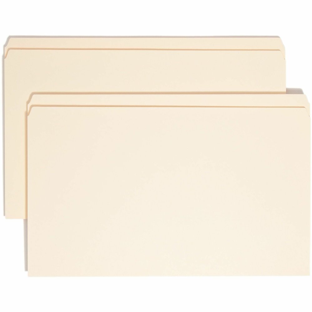 Smead Straight Tab Cut Legal Recycled Top Tab File Folder - 8 1/2" x 14" - 3/4" Expansion - 11 pt. - 2 Plys - Manila - Rounded Corner, Durable, Reinforced Tab - 10% Recycled - 100 / Box. Picture 1