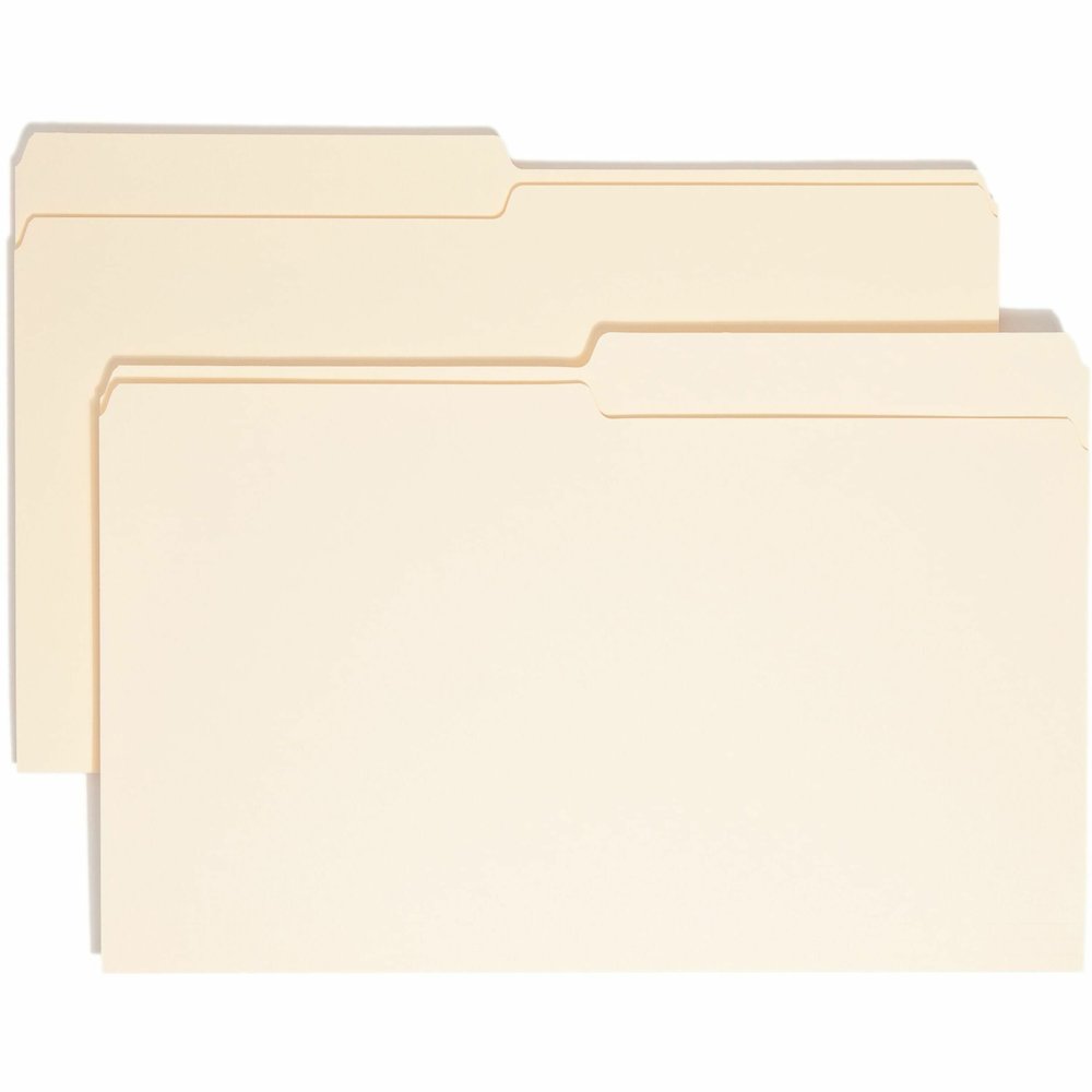 Smead 1/2 Tab Cut Legal Recycled Top Tab File Folder - 8 1/2" x 14" - 3/4" Expansion - Top Tab Location - Assorted Tab Position - 11 pt. - 1 Plys - Manila - 10% Recycled - 100 / Box. Picture 1