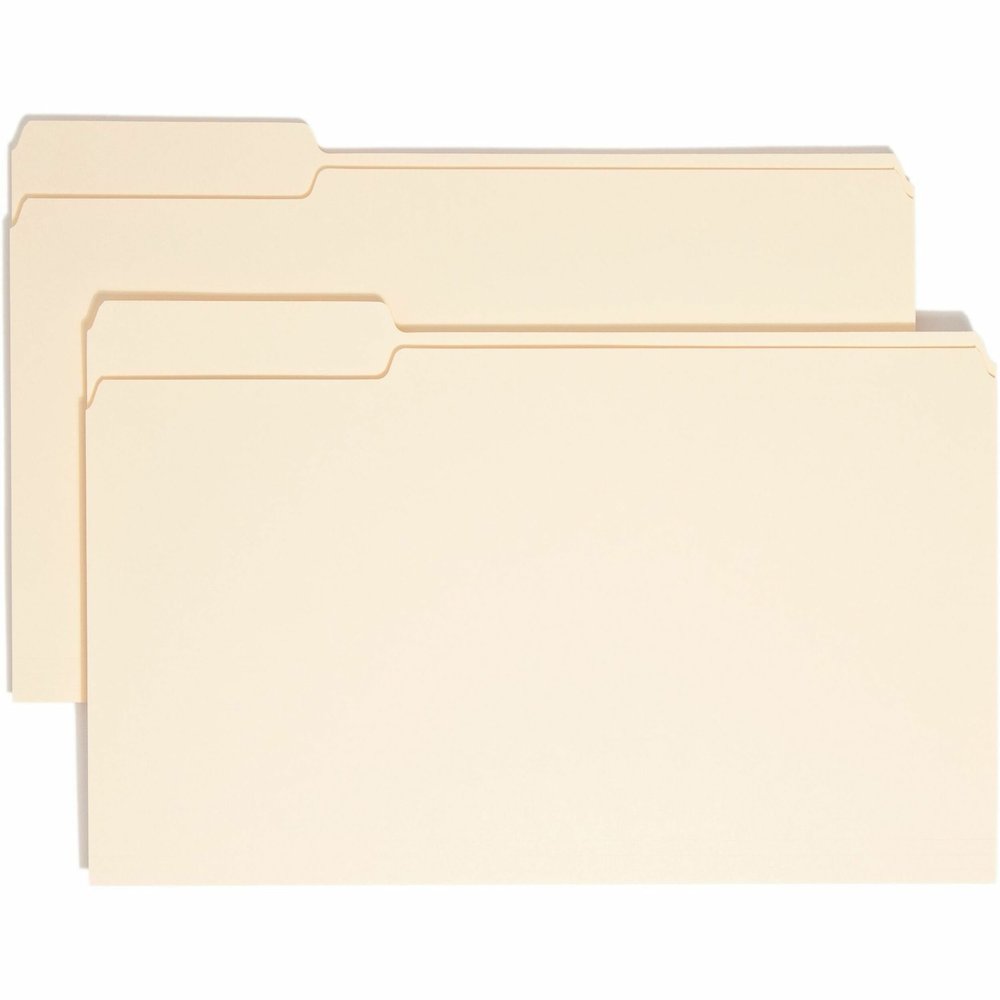 Smead 1/3 Tab Cut Legal Recycled Top Tab File Folder - 8 1/2" x 14" - 3/4" Expansion - Top Tab Location - Left Tab Position - 11 pt. - 1 Plys - Manila - 10% Recycled - 100 / Box. Picture 1