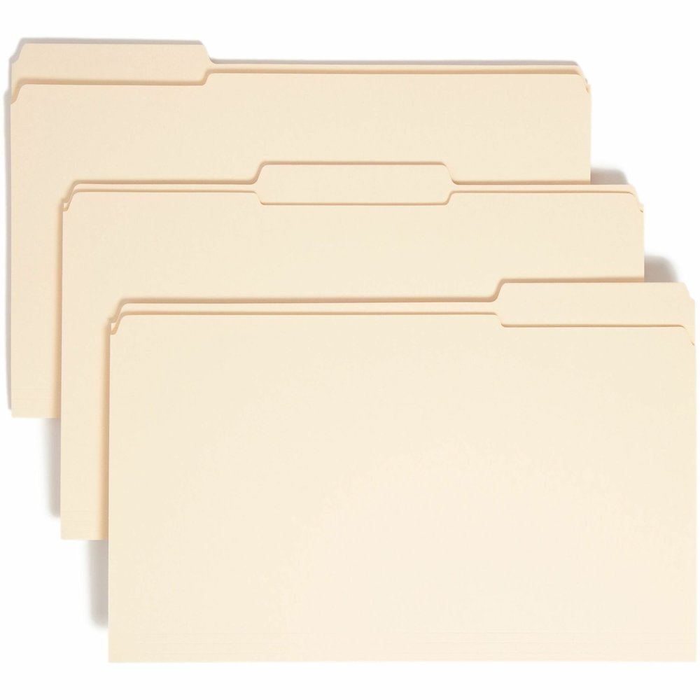 Smead 1/3 Tab Cut Legal Recycled Top Tab File Folder - 8 1/2" x 14" - 3/4" Expansion - Top Tab Location - Assorted Tab Position - 11 pt. - 2 Plys - Manila - Reinforced, Rounded Corner, Durable, Reinfo. Picture 1