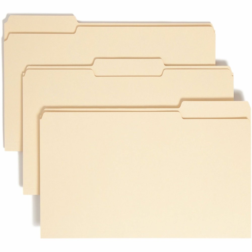 Smead 1/3 Tab Cut Legal Recycled Top Tab File Folder - 8 1/2" x 14" - 3/4" Expansion - Top Tab Location - Assorted Tab Position - 11 pt. - 1 Plys - Manila - Acid-free, Rounded Corner - 100% Recycled -. Picture 1