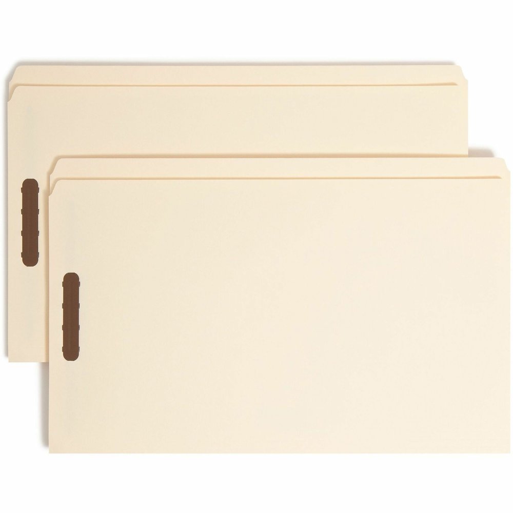 Smead Straight Tab Cut Legal Recycled Fastener Folder - 8 1/2" x 14" - 3/4" Expansion - 2 x 2K Fastener - 2" for Folder - 11 pt. - 2 Plys - Manila - Reinforced Tab - 10% Recycled - 50 / Box. Picture 1