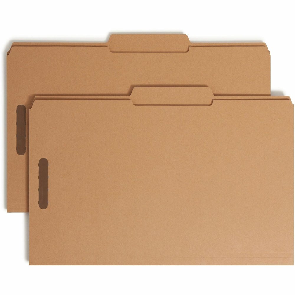 Smead 2/5 Tab Cut Legal Yes Fastener Folder - 8 1/2" x 14" - 3/4" Expansion - 2 x 2K Fastener - 2" for Folder - Top Tab Location - Right of Center Tab Position - 11 pt. - 2 Plys - Kraft - Reinforced T. Picture 1