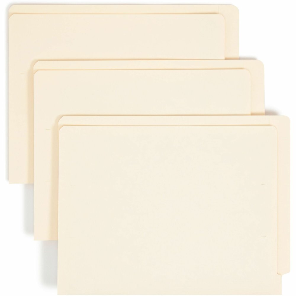 Smead Straight Tab Cut Letter Recycled End Tab File Folder - 8 1/2" x 11" - 3/4" Expansion - 11 pt. - 2 Plys - Manila - Durable - 10% Recycled - 100 / Box. Picture 1