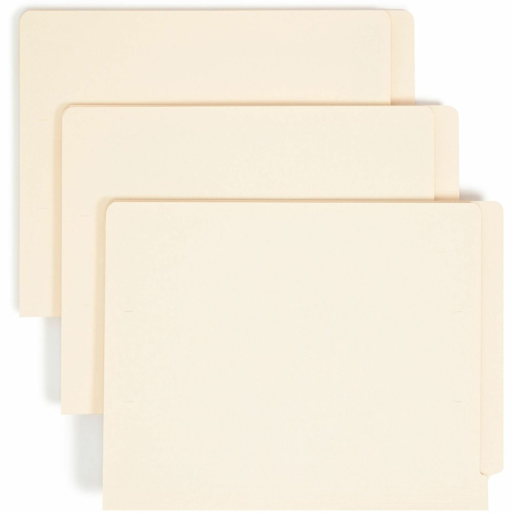 Smead Shelf-Master Straight Tab Cut Letter Recycled End Tab File Folder - 8 1/2" x 11" - 3/4" Expansion - 11 pt. - 2 Plys - Manila - Reinforced Tab, Embossed - 10% Recycled - 100 / Box. Picture 1