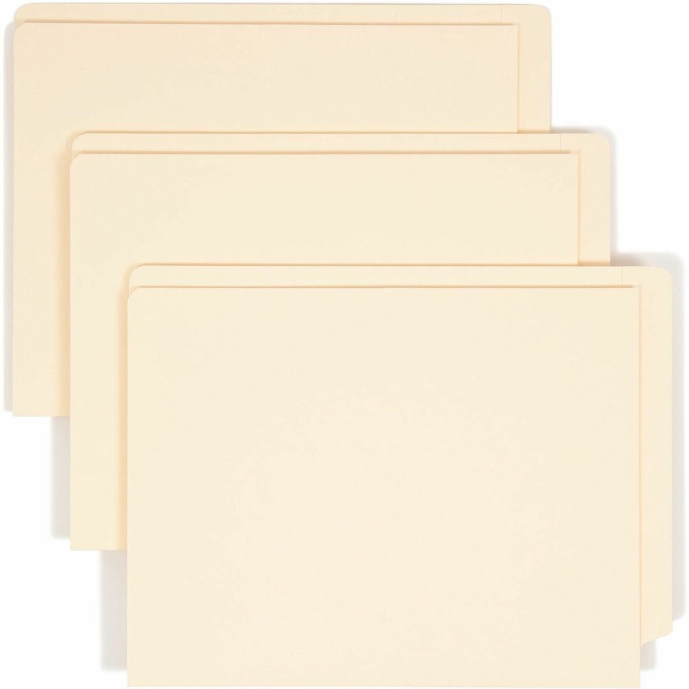Smead Straight Tab Cut Letter Recycled File Pocket - 8 1/2" x 11" - 1 Pocket - 11 pt. - 2 Plys - Manila - Heavyweight Cover, Embossed - 10% Recycled - 50 / Box. Picture 1