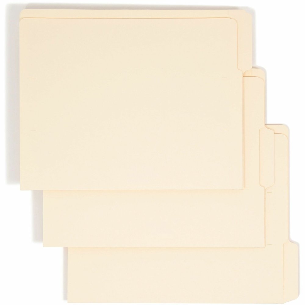 Smead Shelf-Master 1/3 Tab Cut Letter Recycled End Tab File Folder - 8 1/2" x 11" - 3/4" Expansion - End Tab Location - Assorted Tab Position - 11 pt. - 2 Plys - Manila - Reinforced Tab, Embossed - 10. Picture 1