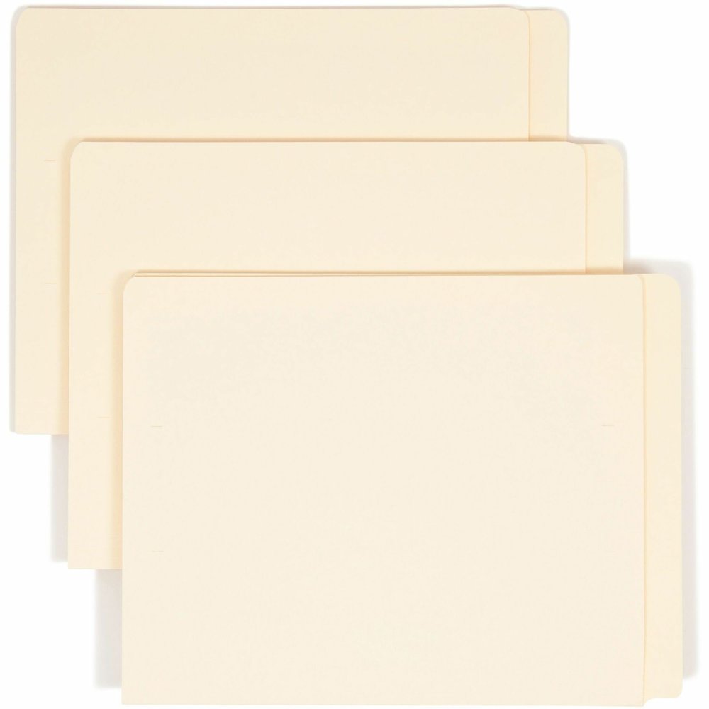 Smead Straight Tab Cut Letter Recycled End Tab File Folder - 8 1/2" x 11" - 3/4" Expansion - 14 pt. - 2 Plys - Manila - Embossed - 10% Recycled - 100 / Box. Picture 1