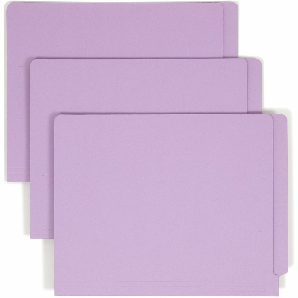 Smead Shelf-Master Straight Tab Cut Letter Recycled End Tab File Folder - 8 1/2" x 11" - 3/4" Expansion - 11 pt. - 2 Plys - Lavender - Heavy Duty, Reinforced Tab - 10% Recycled - 100 / Box. Picture 1