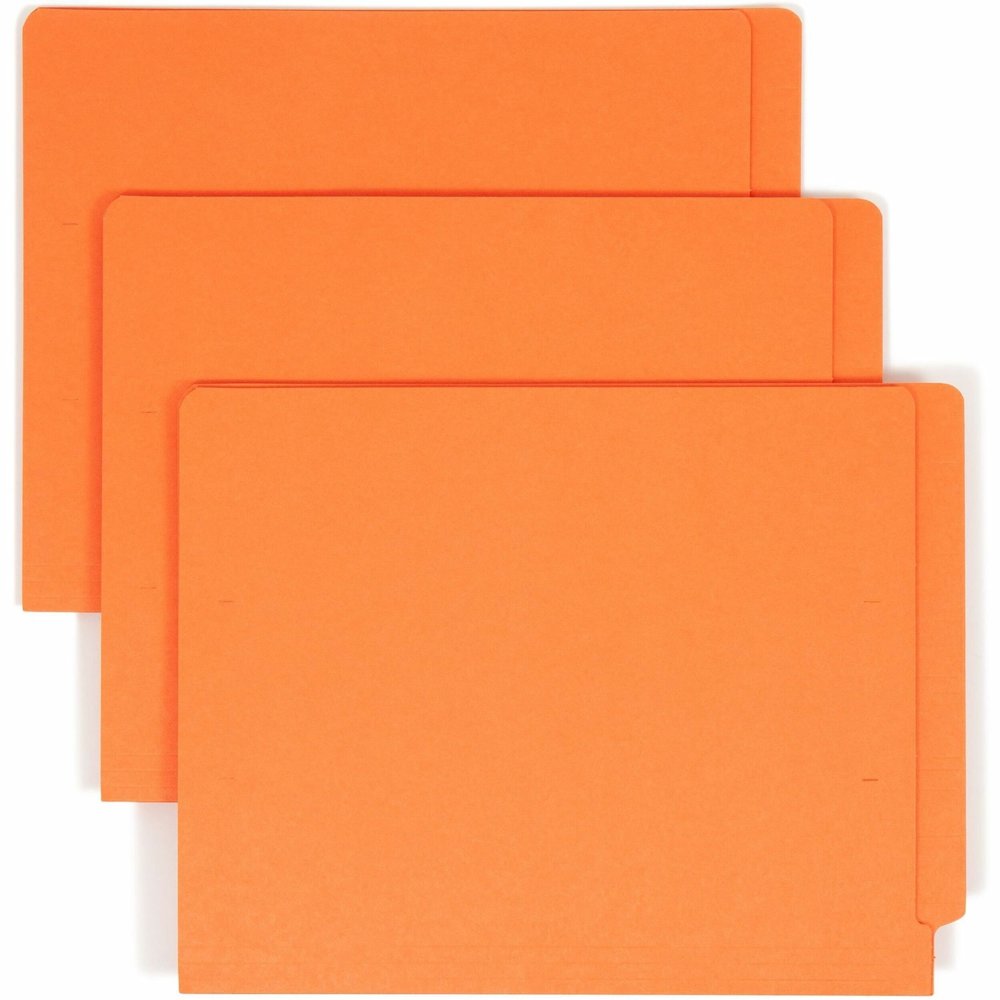 Smead Shelf-Master Straight Tab Cut Letter Recycled End Tab File Folder - 8 1/2" x 11" - 3/4" Expansion - 11 pt. - 2 Plys - Orange - Heavy Duty, Reinforced Tab - 10% Recycled - 100 / Box. Picture 1