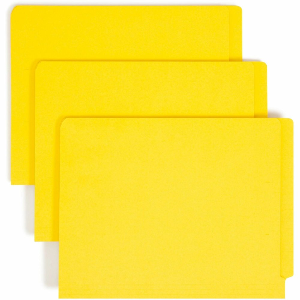 Smead Colored Straight Tab Cut Letter Recycled End Tab File Folder - 8 1/2" x 11" - 3/4" Expansion - 11 pt. - 2 Plys - Yellow - Heavy Duty, Reinforced Tab - 10% Recycled - 100 / Box. Picture 1