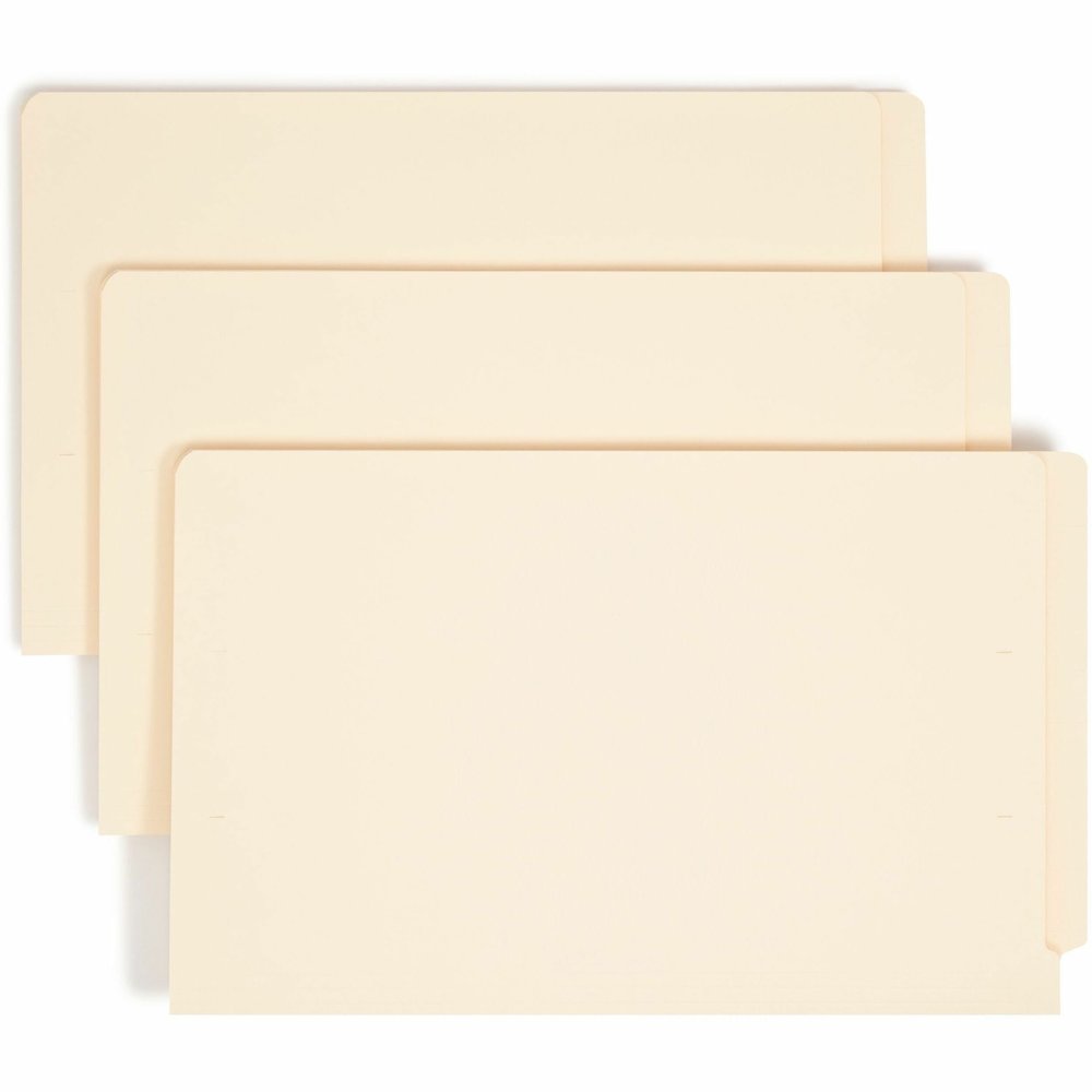 Smead Straight Tab Cut Legal Recycled End Tab File Folder - 8 1/2" x 14" - 3/4" Expansion - 11 pt. - 2 Plys - Manila - Reinforced Tab, Embossed - 10% Recycled - 100 / Box. Picture 1