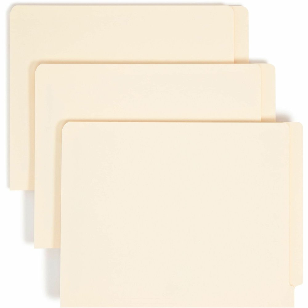Smead Straight Tab Cut Letter Recycled Fastener Folder - 8 1/2" x 11" - 3/4" Expansion - 1 x 2B Fastener - 2" for Folder - End Tab Location - 11 pt. - 2 Plys - Manila - Reinforced Tab, Embossed - 10% . Picture 1