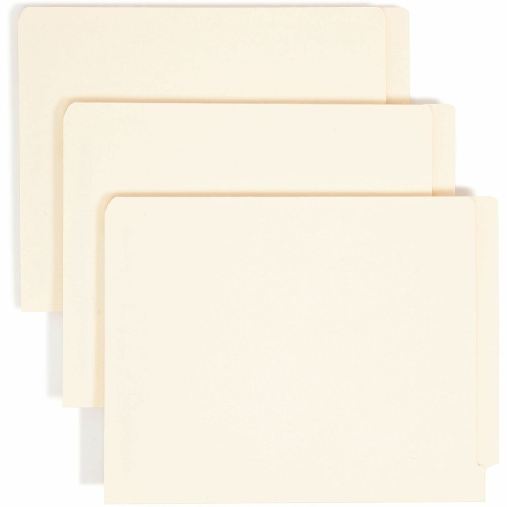 Smead Straight Tab Cut Letter Recycled Fastener Folder - 8 1/2" x 11" - 3/4" Expansion - 2 x 2B Fastener - 2" for Folder - End Tab Location - 11 pt. - 2 Plys - Manila - Reinforced Tab, Embossed - 10% . Picture 1