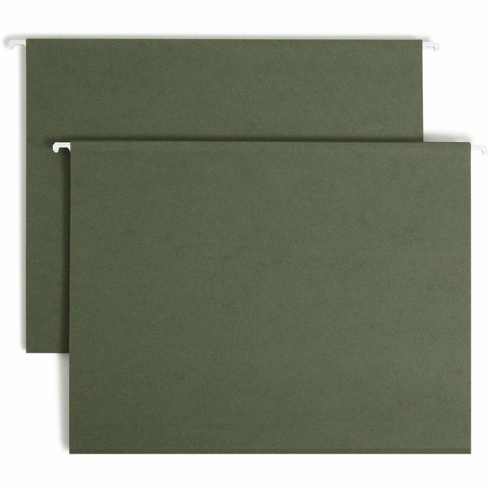 Smead Letter Recycled Hanging Folder - 8 1/2" x 11" - 2" Expansion - 11 pt. - Vinyl - Standard Green - 10% Recycled - 25 / Box. Picture 1