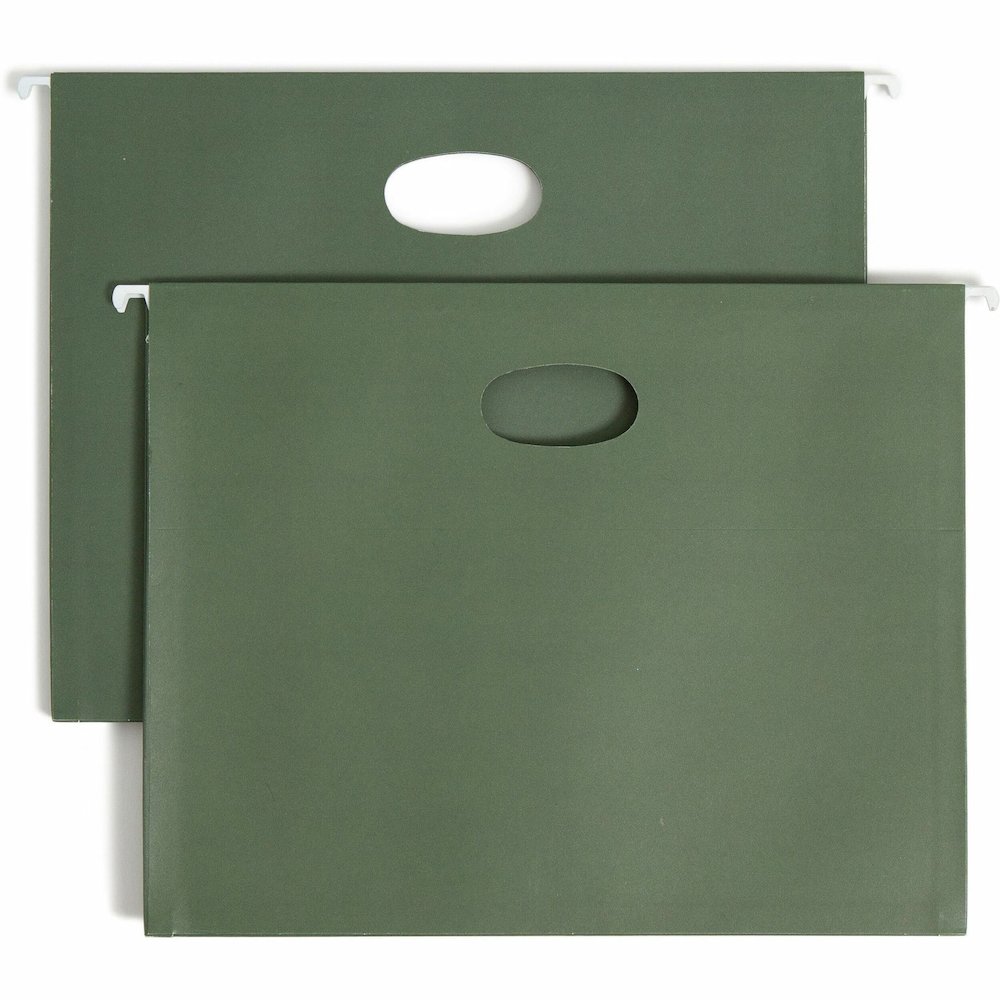 Smead Letter Recycled Hanging Folder - 8 1/2" x 11" - 3 1/2" Expansion - 11 pt. - Standard Green - 30% Recycled - 10 / Box. Picture 1