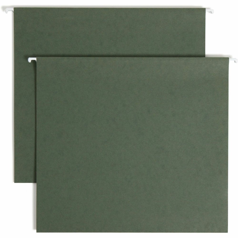 Smead Letter Recycled Hanging Folder - 8 1/2" x 11" - 3" Expansion - 11 pt. - Pressboard - Standard Green - Reinforced Base - 10% Recycled - 25 / Box. Picture 1