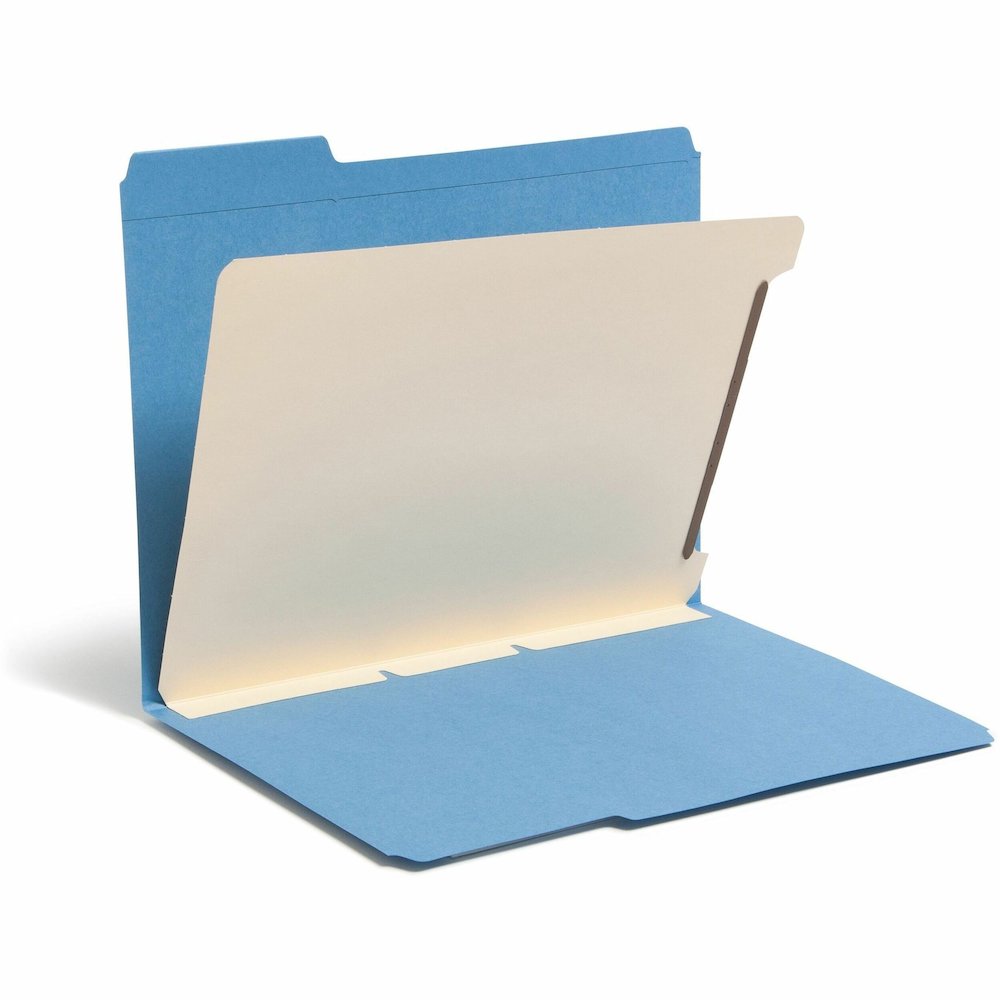 Smead Self-Adhesive Folder Dividers with Twin-Prong Fastener - For Letter 8 1/2" x 11" Sheet - Manila - 100 / Box. Picture 1