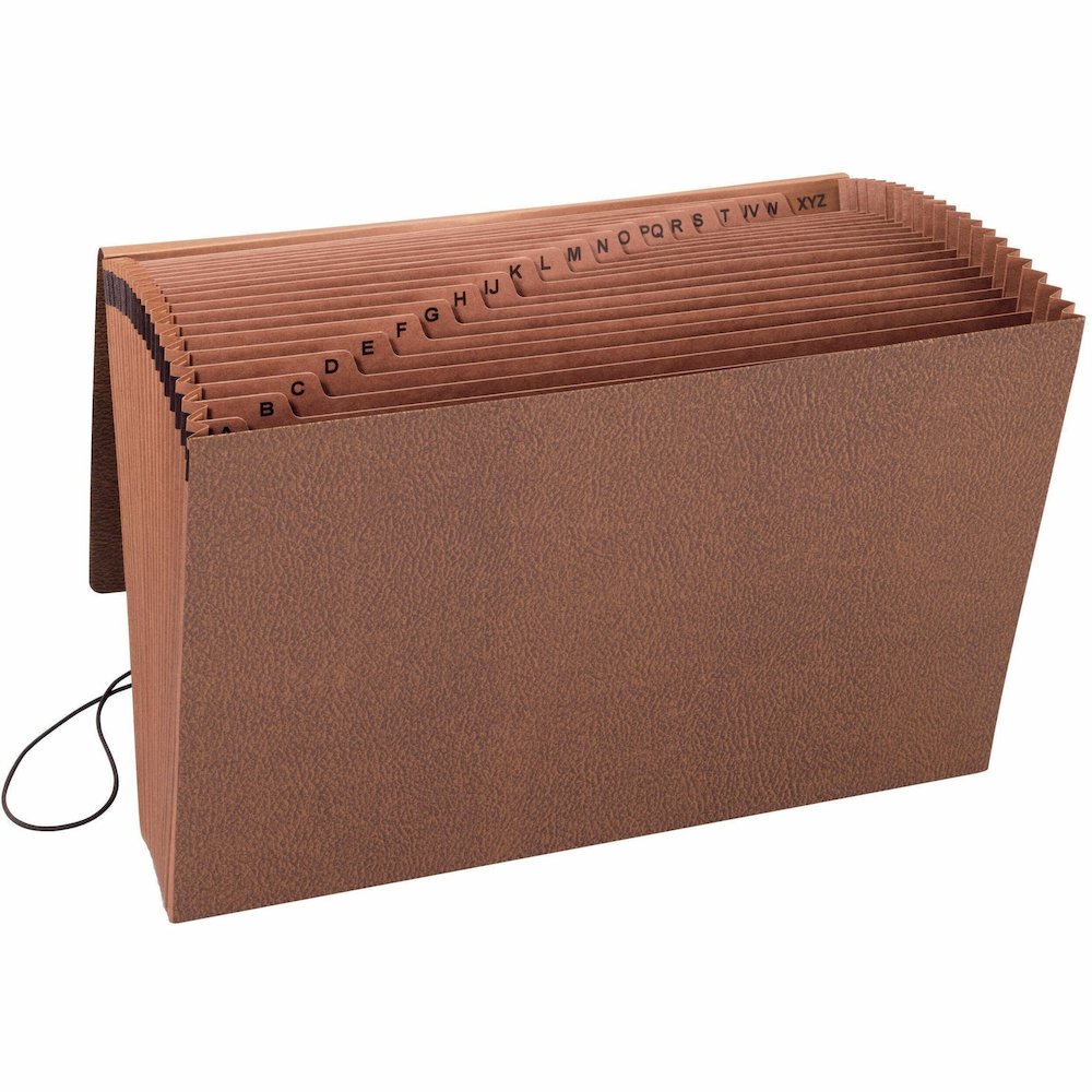 Smead Legal Recycled Expanding File - 8 1/2" x 14" - 7/8" Expansion - 21 Pocket - Redrope - Elastic Closure, Reinforced Gusset - 30% Recycled - 1 Each. Picture 1