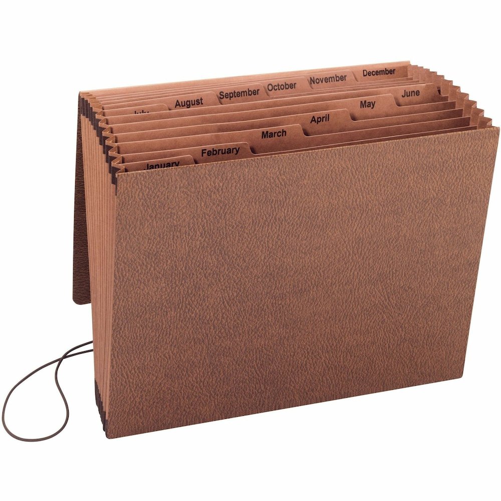 Smead Letter Recycled Expanding File - 8 1/2" x 11" - 7/8" Expansion - 12 Pocket - Redrope - Reinforced - 30% Recycled - 1 Each. Picture 1