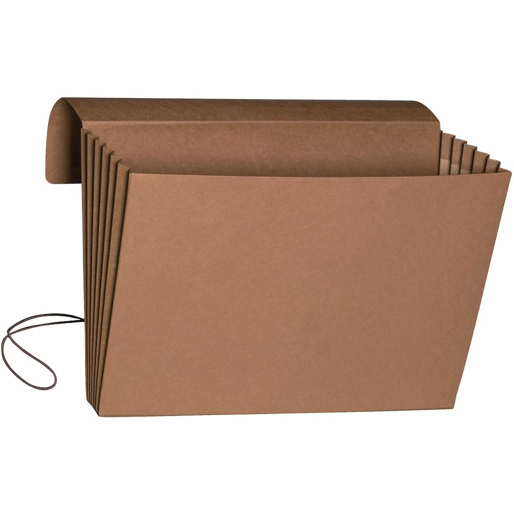 Smead Legal Recycled File Wallet - 8 1/2" x 14" - 5 1/4" Expansion - Redrope - Elastic Closure Flap, Tear Resistant Gusset - 30% Recycled - 10 / Box. Picture 1