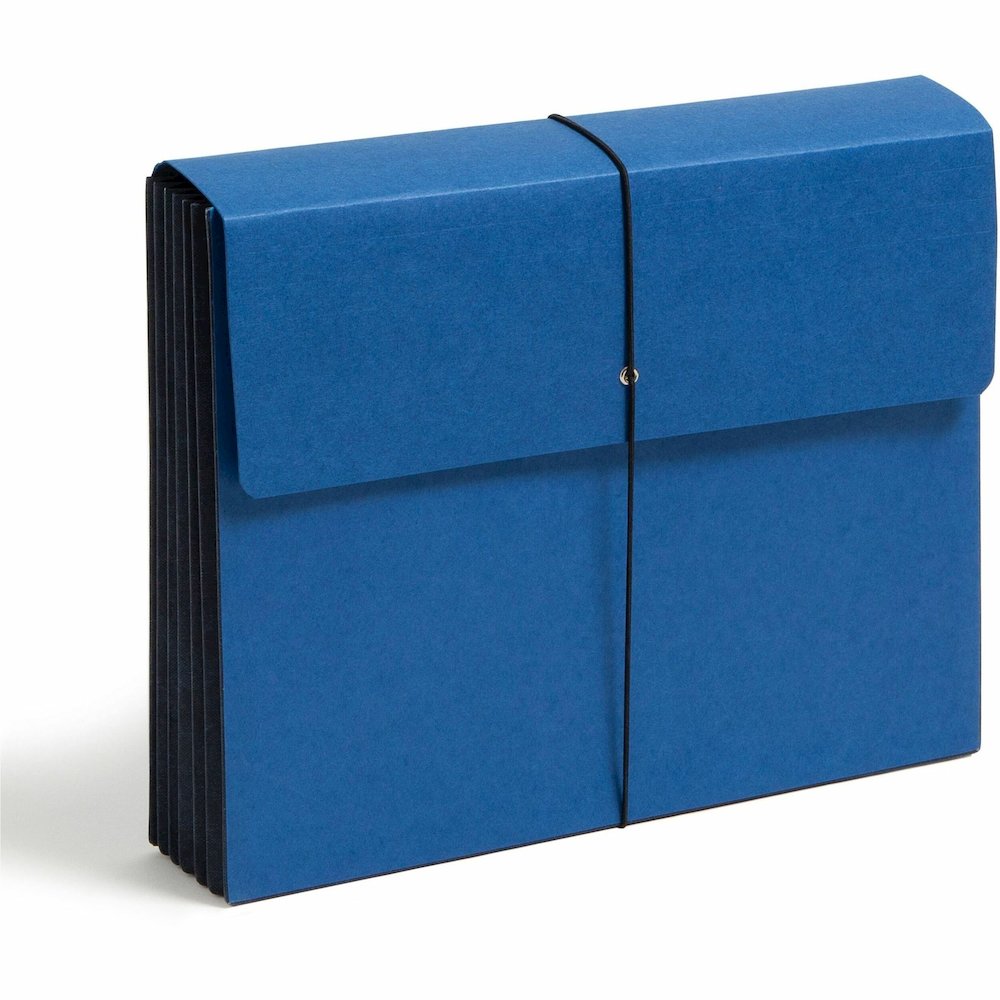 Smead Letter Recycled File Wallet - 8 1/2" x 11" - 5 1/4" Expansion - Navy - Elastic Closure, Reinforced Gusset, Tear Resistant - 10% Recycled - 1 Each. Picture 1