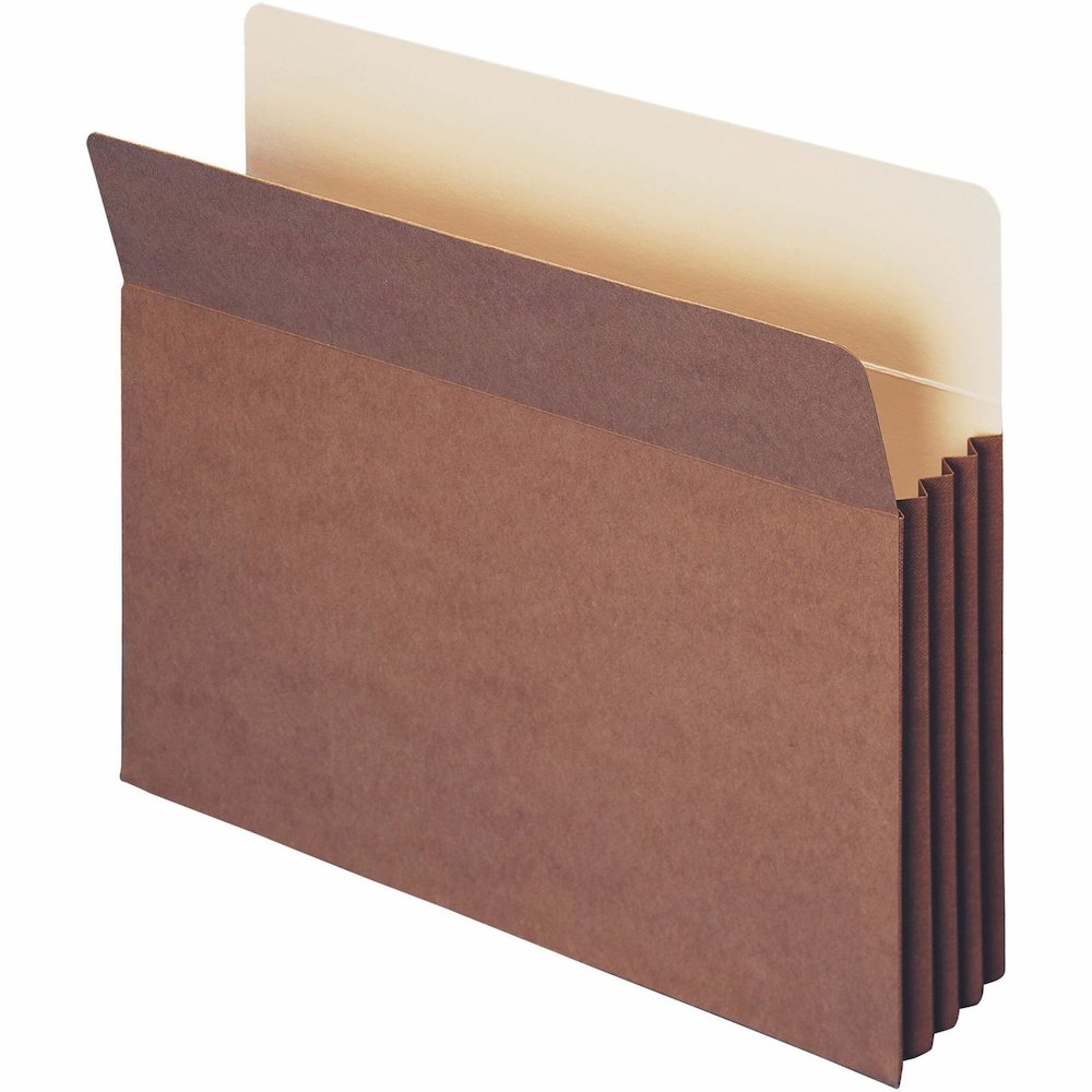 Smead TUFF Straight Tab Cut Letter Recycled File Pocket - 8 1/2" x 11" - 3 1/2" Expansion - 11 pt. - Redrope - Reinforced Gusset, Tear Resistant, Heavyweight Cover - 30% Recycled - 10 / Box. Picture 1