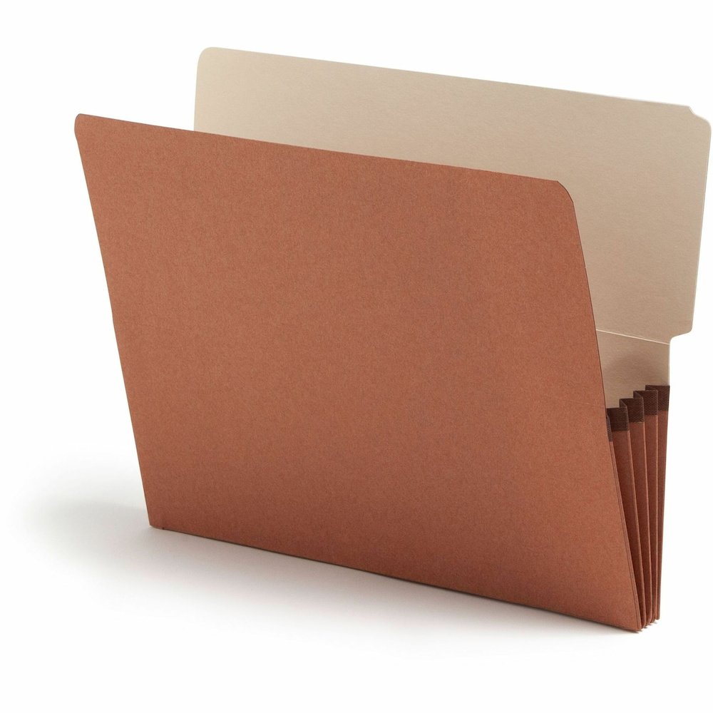 Smead Letter Recycled File Pocket - 8 1/2" x 11" - 3 1/2" Expansion - End Tab Location - Redrope - Reinforced - 30% Recycled - 10 / Box. Picture 1