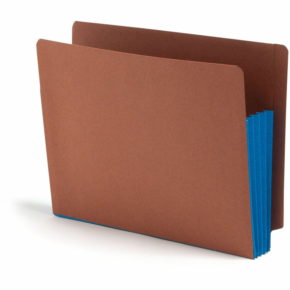 Smead Straight Tab Cut Letter Yes File Pocket - 8 1/2" x 11" - 3 1/2" Expansion - 1 Pocket - Top Tab Location - 12.5 pt. - 2 Plys - Blue - Tear Resistant - 30% Recycled - 10 / Box. Picture 1
