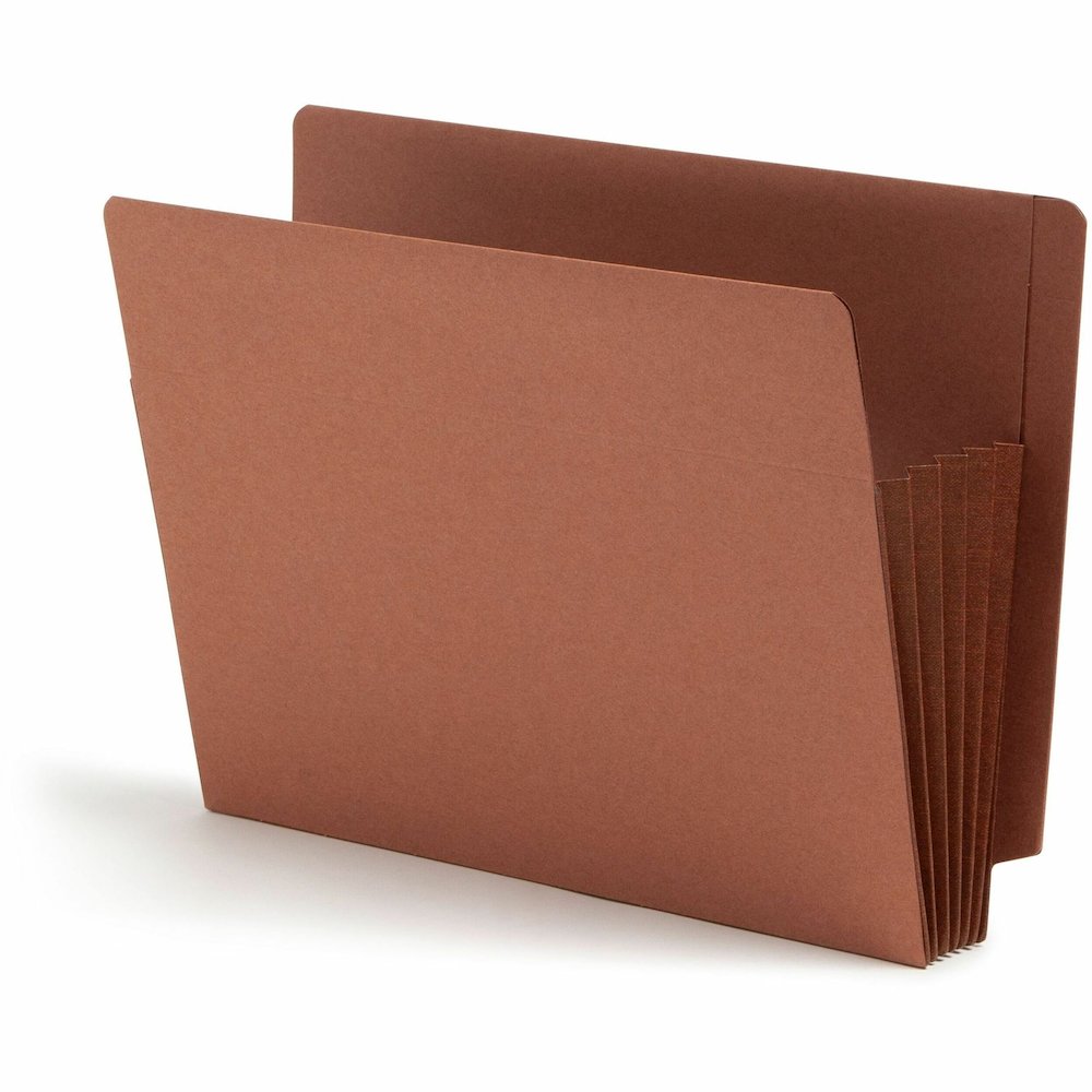 Smead TUFF Straight Tab Cut Letter Recycled File Pocket - 8 1/2" x 11" - 5 1/4" Expansion - 16.5 pt. - 2 Plys - Redrope - Rip Resistant, Tear Resistant, Reinforced Tab, Heavyweight Cover - 30% Recycle. Picture 1