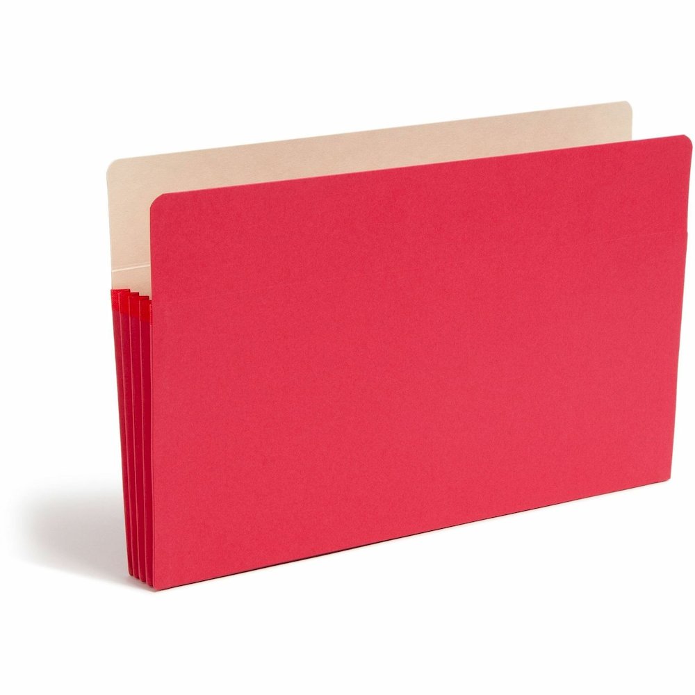 Smead Straight Tab Cut Legal Recycled File Pocket - 8 1/2" x 14" - 3 1/2" Expansion - Top Tab Location - Red - Tear Resistant - 10% Recycled - 1 Each. Picture 1