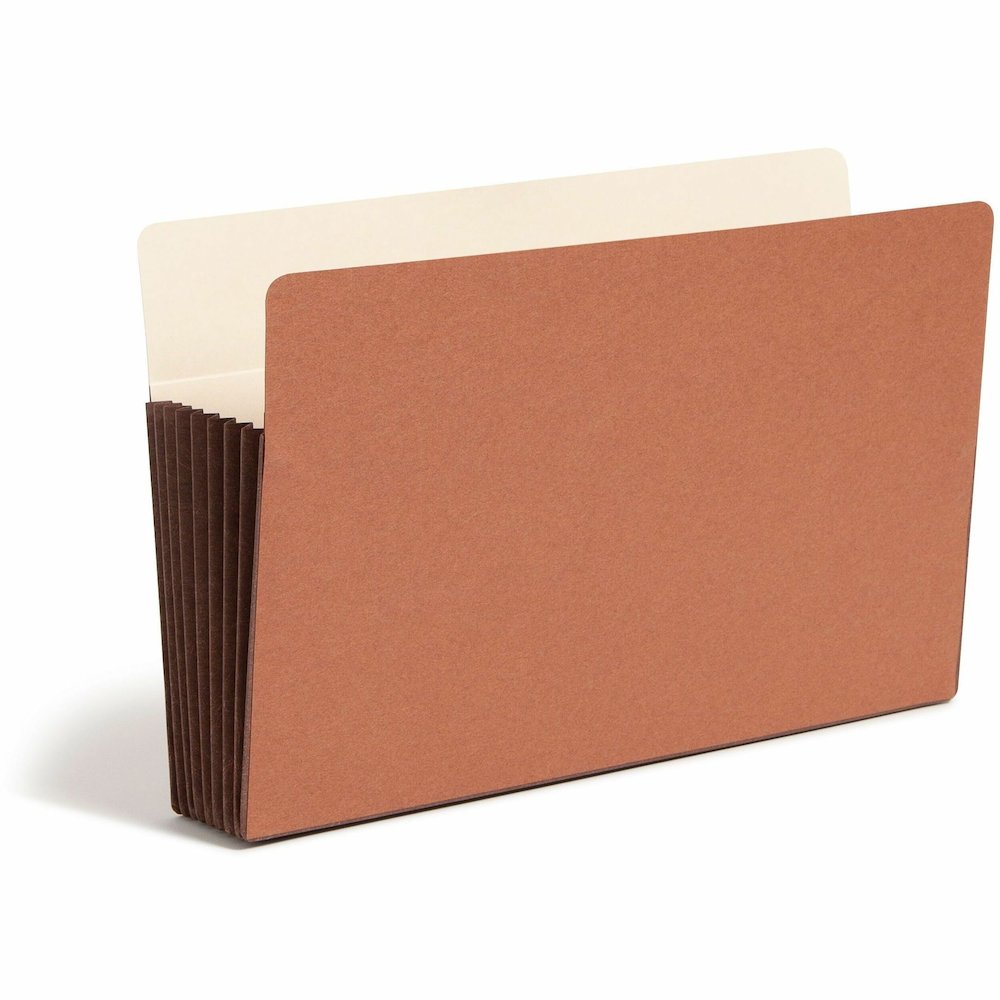 Smead TUFF Straight Tab Cut Legal Recycled File Pocket - 8 1/2" x 14" - 7" Expansion - 12.5 pt. - Redrope - Reinforced, Heavyweight Cover, Tear Resistant - 30% Recycled - 5 / Box. Picture 1