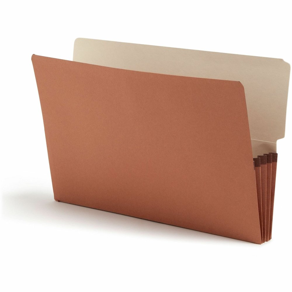 Smead Legal Recycled File Pocket - 8 1/2" x 14" - 3 1/2" Expansion - End Tab Location - Redrope - Reinforced - 30% Recycled - 10 / Box. Picture 1