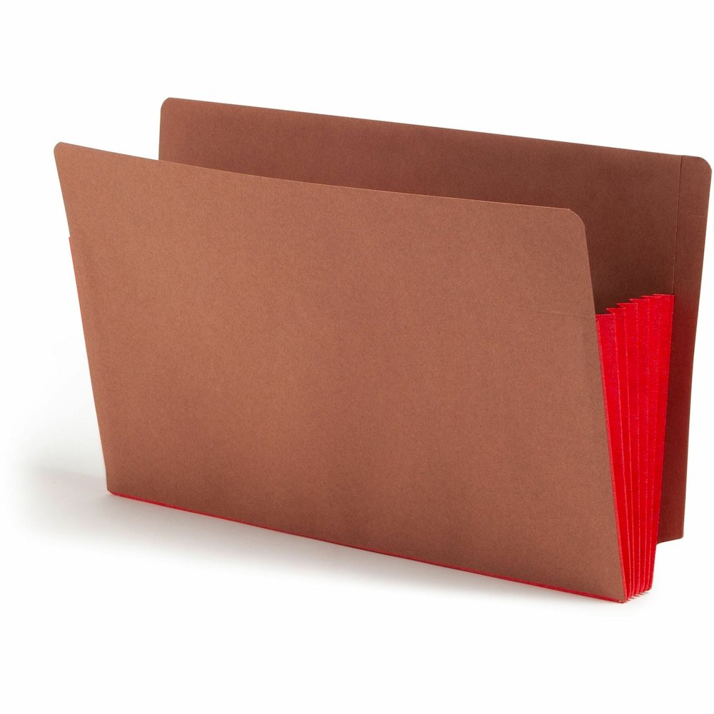 Smead TUFF Pocket Straight Tab Cut Legal Recycled File Pocket - 8 1/2" x 14" - 5 1/4" Expansion - 12.5 pt. - 2 Plys - Tyvek, Redrope - Red - Embossed - 30% Recycled - 10 / Box. Picture 1