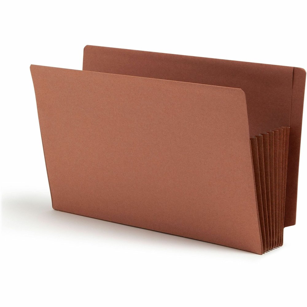 Smead TUFF Straight Tab Cut Legal Recycled File Pocket - 8 1/2" x 14" - 7" Expansion - 16.5 pt. - 2 Plys - Redrope - Tear Resistant, Reinforced Tab, Rip Resistant, Heavyweight Cover - 30% Recycled - 5. Picture 1