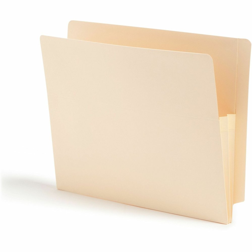 Smead Straight Tab Cut Letter Recycled File Pocket - 8 1/2" x 11" - 1 3/4" Expansion - 2 Plys - Manila - Embossed - 10% Recycled - 25 / Box. Picture 1