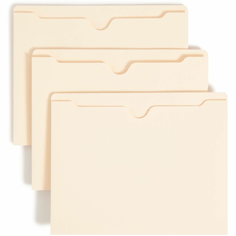 Smead Straight Tab Cut Letter Recycled File Jacket - 8 1/2" x 11" - 1" Expansion - 11 pt. - 2 Plys - Manila - Reinforced, Slip Resistant - 10% Recycled - 50 / Box. Picture 1